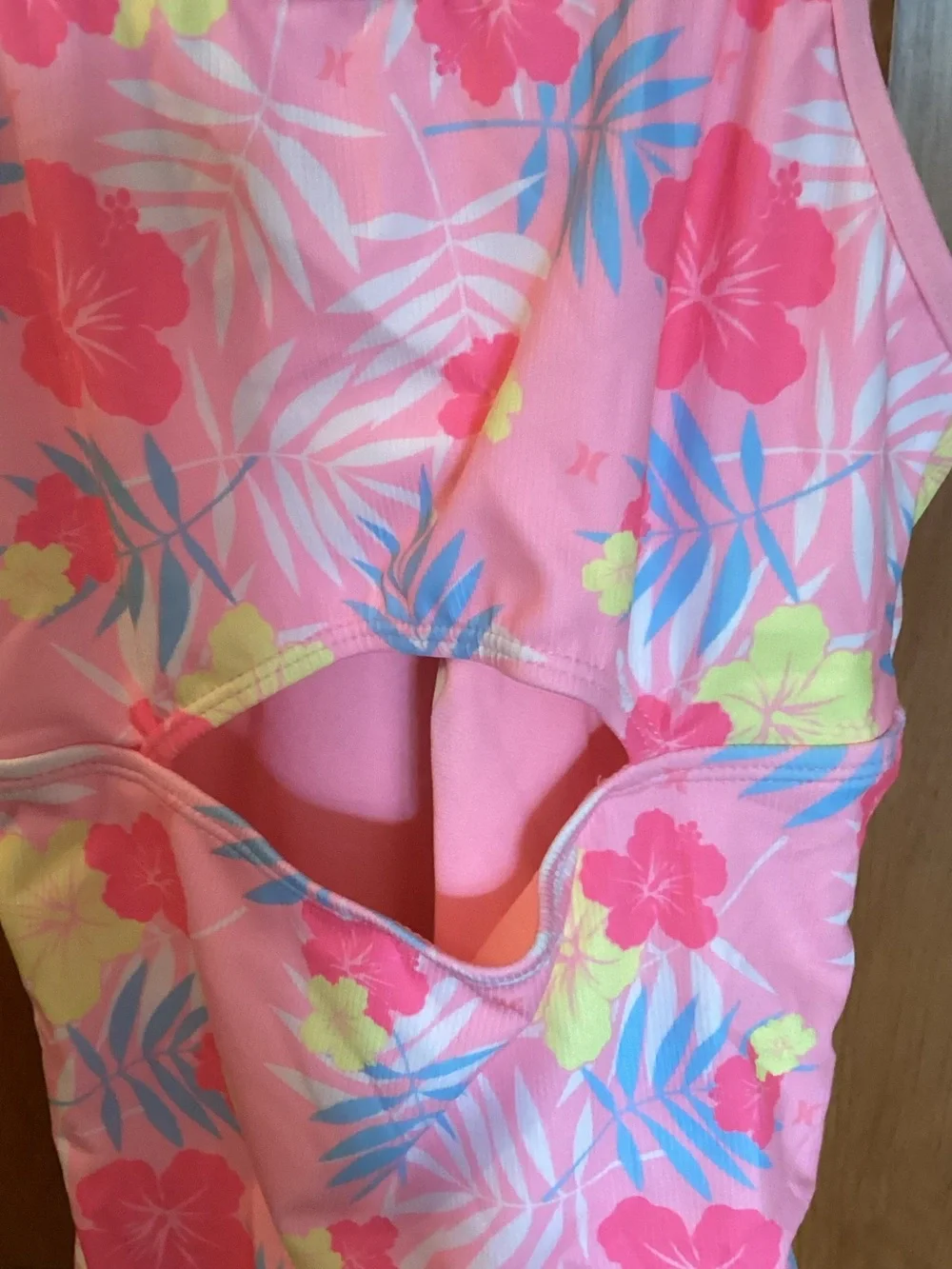 Hurley Pink Floral Cutout One-Piece Swimsuit